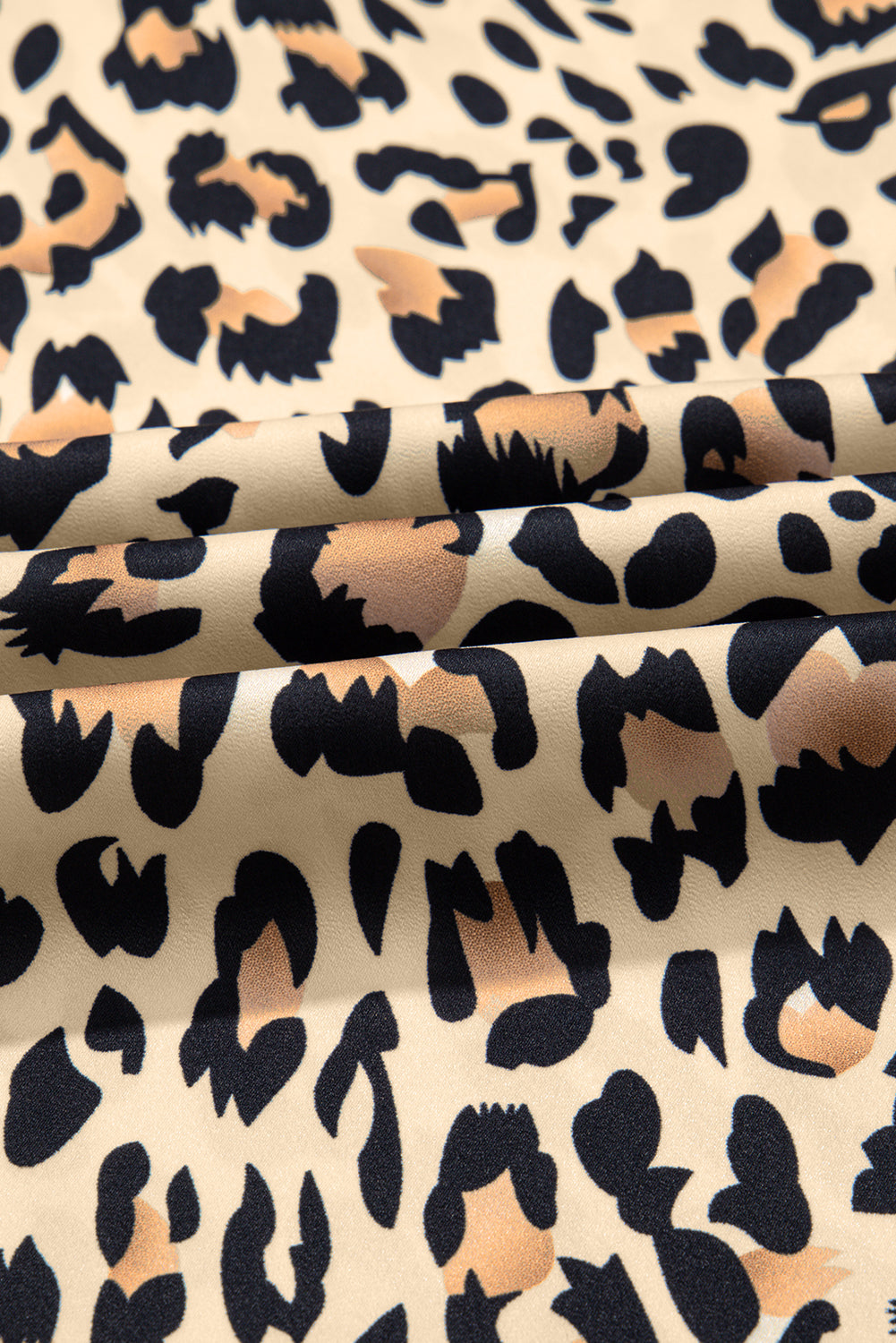 Parchment Leopard Drawstring Elastic Waistband Flowy Wide Leg Pants